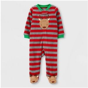 🎁 Baby boys' Reindeer striped fleece sleep & play